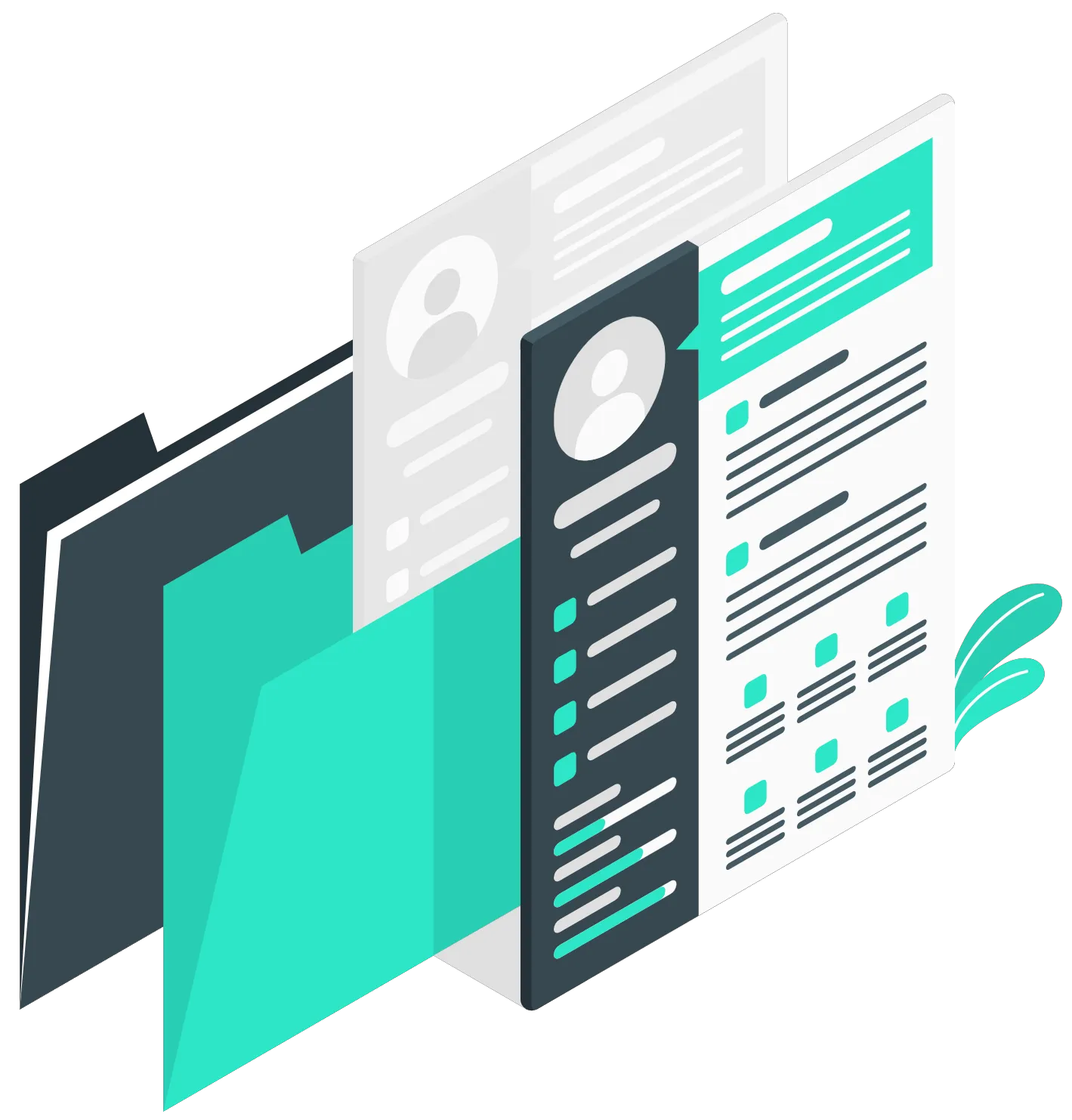 Illustration of a résumé in a folder